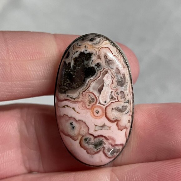 Pyrite in Rhodochrosite Ring Size 5 - Picture 1 of 13